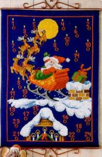 Adventskalender 48x66cm - Weihnachtsmann im Renntierschlitten