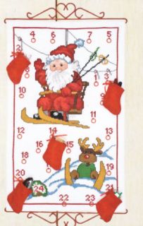 Adventskalender 38x61cm - Weihnachtsmann im Skilift