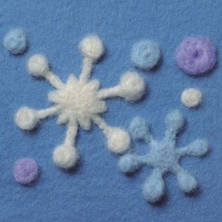 Trockenfilznadel-Applikationsform - Schneekristalle