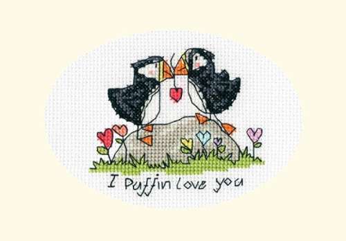 Bothy Threads - Grußkarte 9x13cm - I Puffin love you