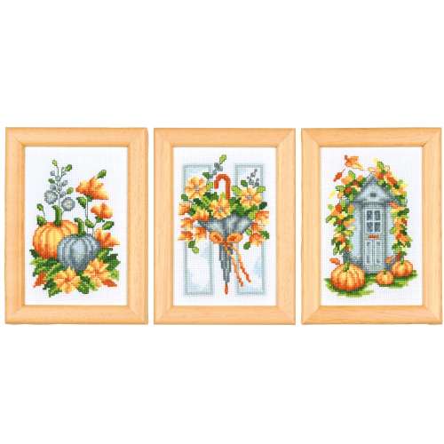 Kreuzstichpackung 8x12cm - 3-er Set - Herbst