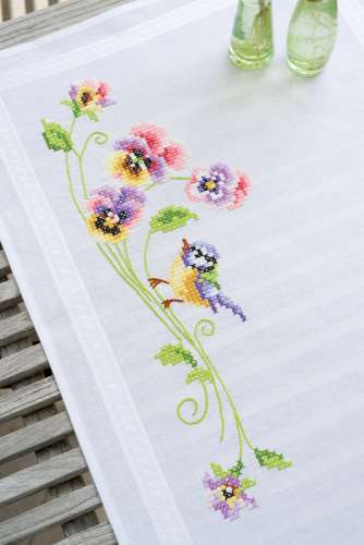 Vervaco-Kreuzstich-Tischdecke-Meise-PN-0149146