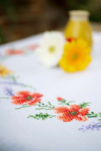 Vervaco-Kreuzstich-Tischdecke-Blumen -PN-0158551
