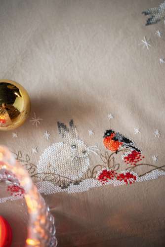Vervaco-Kreuzstich-Stickdecke-Schneehase -PN-0191788