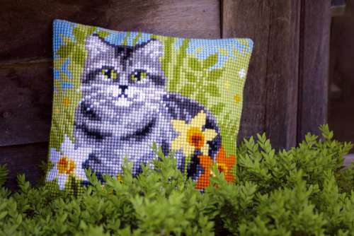 Vervaco-Kreuzstichkissen-Katze-PN-0150975
