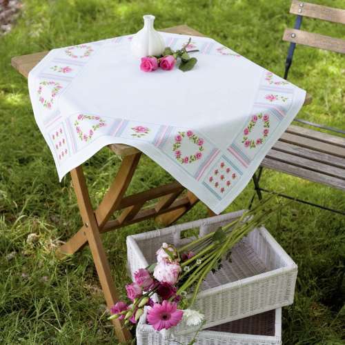 Tischdecke 80x80cm - Tischdecke 80x80cm - Romantik mit Rosen