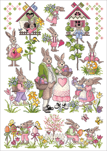 Kreuzstichvorlage - Hasenbande