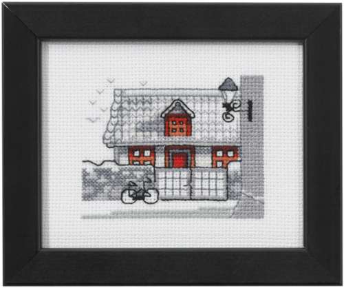 Auslauf-Kreuzstichpackung 10x8cm - rote Fenster