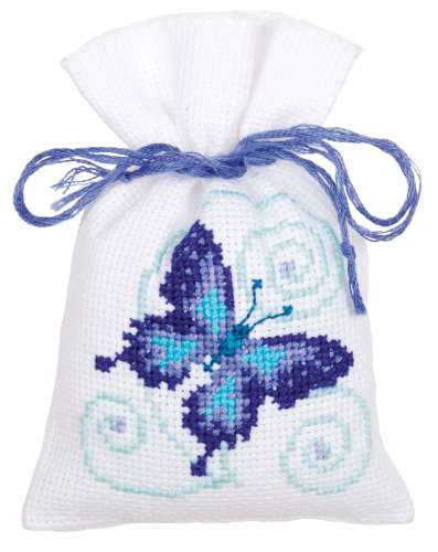 Kräutersäckchen 8x12cm - blaue Schmetterlinge 3-er Set