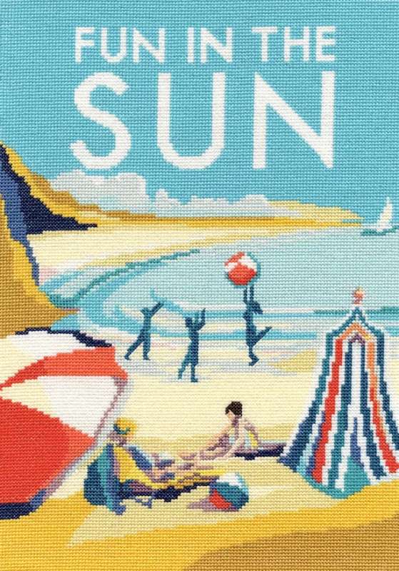 Vintage-Seaside-XBET5-Kreuzstichbild-Bothy Threads