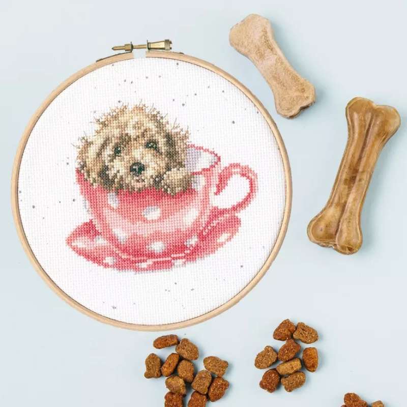 Kreuzstichpackung Ø15cm - Teacup Pup