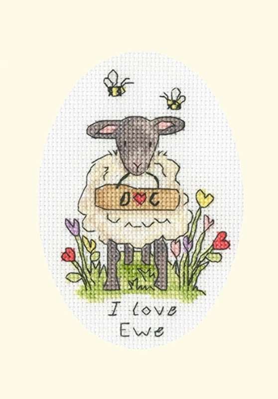 Grußkarte 13x9cm - I love Ewe