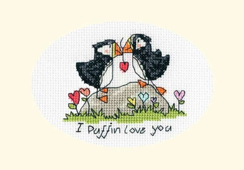 Bothy Threads - Grußkarte 9x13cm - I Puffin love you