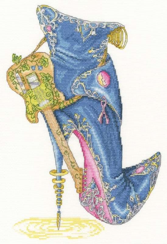 BBothy Threads - Kreuzstichpackung 21x30cm - Sally King Shoes-Blues and Sole
