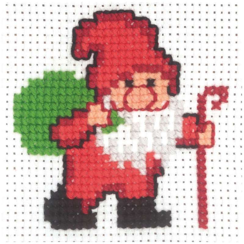 Kreuzstichpackung 10x10cm - Weihnachtsmann mit Sack