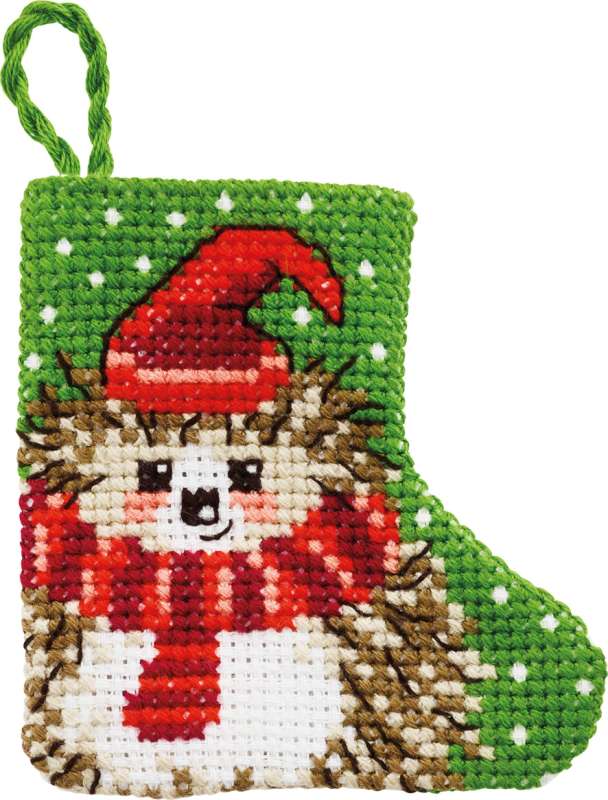 Weihnachtsdeko 7x7cm - Stiefelchen mit Igel