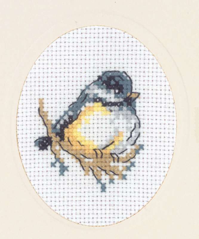 Kreuzstichkarte 9x13cm - Kohlmeise