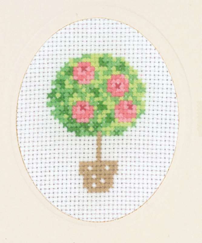 Kreuzstichkarte 8x13cm - Rosenbaum