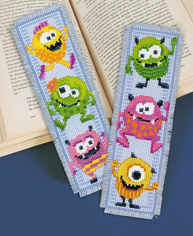 Vervaco-Kreuzstich-Lesezeichen-kleine-Monster-PN-0150400