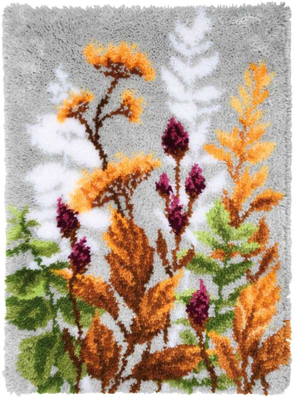 Knüpfteppich 47x69cm - Herbstblätter und Blumen