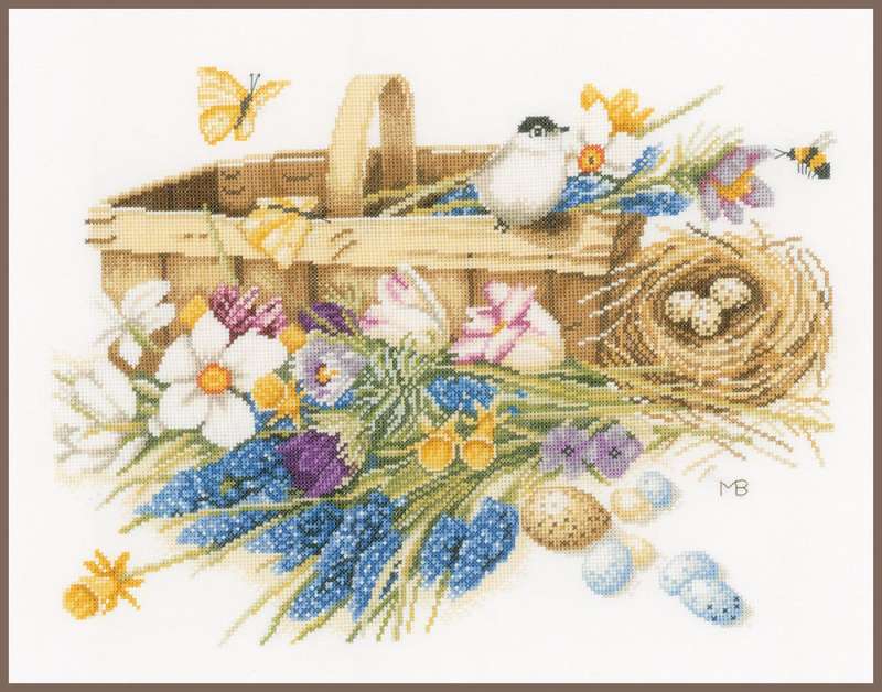 Marjolein Bastin - Kreuzstichpackung 39x32cm - Frühlingsblumen