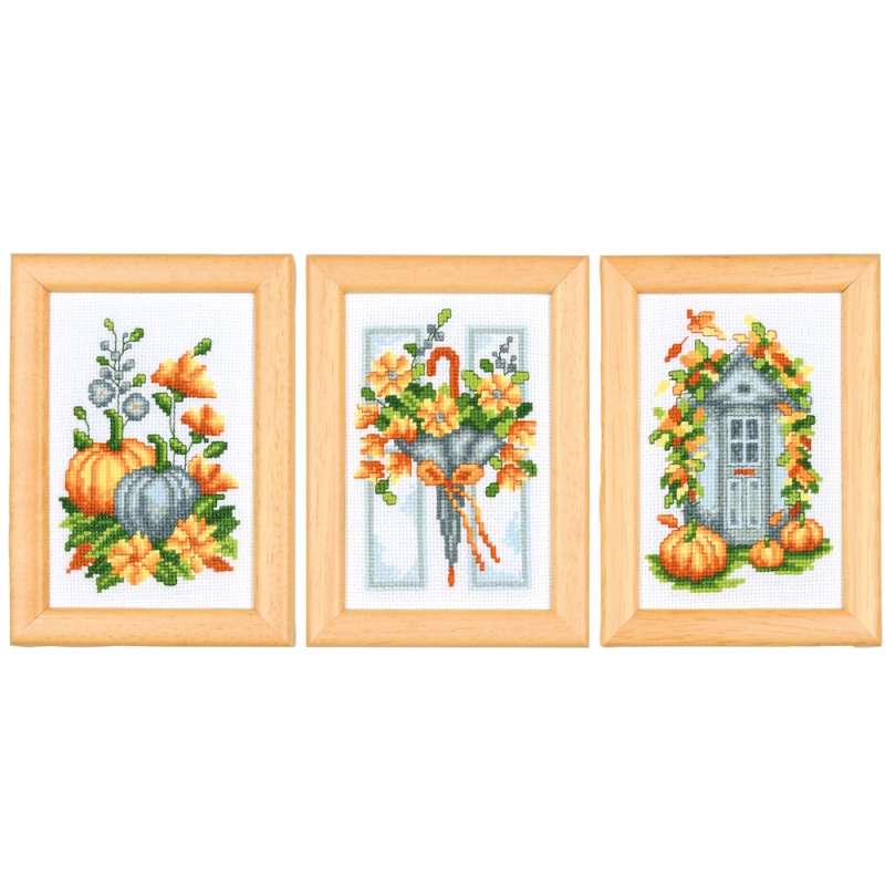 Kreuzstichpackung 8x12cm - 3-er Set - Herbst