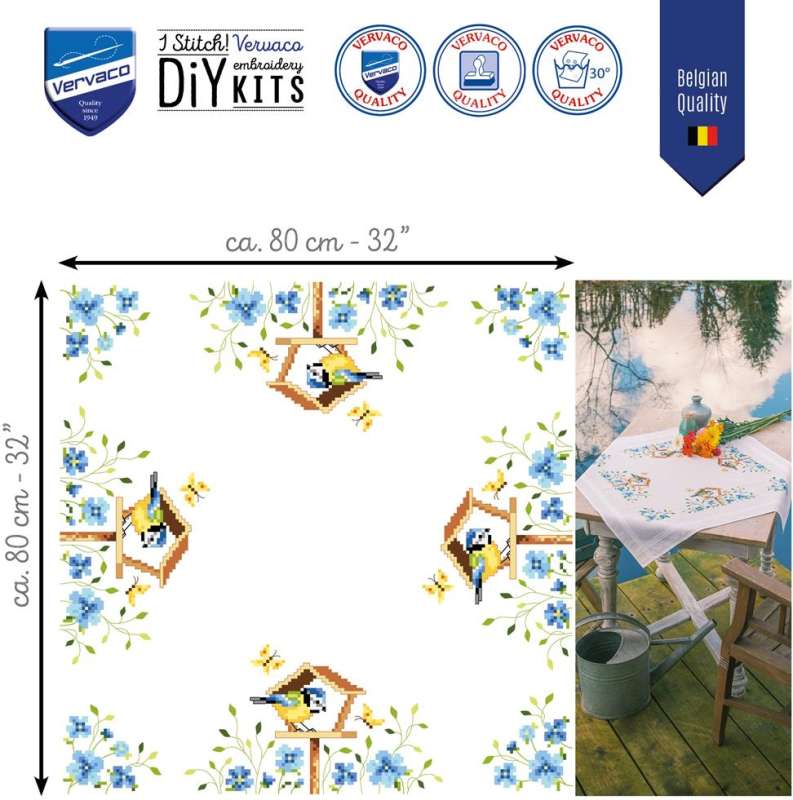 Vervaco - Tischdecke 80x80cm - Vogelhäuser