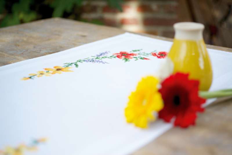 Vervaco-Kreuzstich-Tischdecke-Blumen -PN-0166929