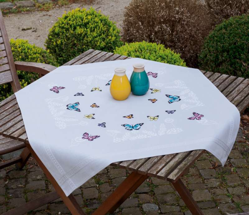 Vervaco-Kreuzstich-Tischdecke-Schmetterlinge-PN-0179025