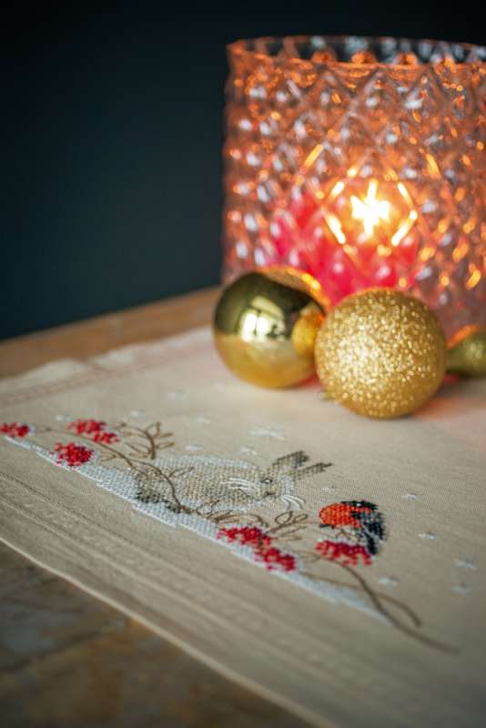 Vervaco-Kreuzstich-Stickdecke-Schneehase -PN-0194650
