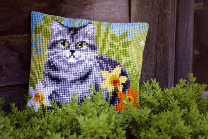 Vervaco-Kreuzstichkissen-Katze-PN-0150975