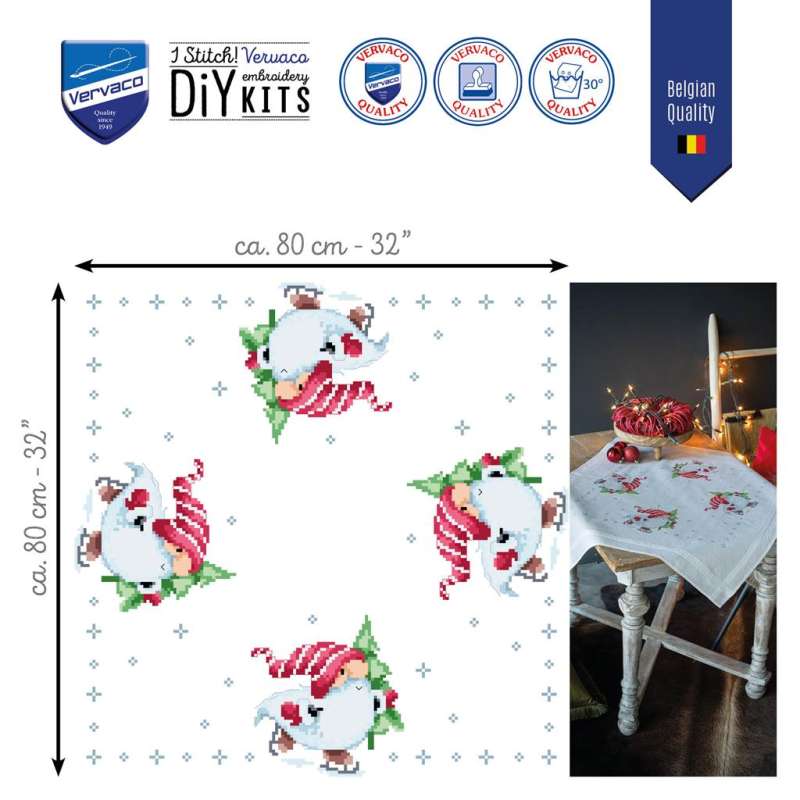 Vervaco-Kreuzstich-Stickdecke-Weihnachtsgnom-PN-0198673