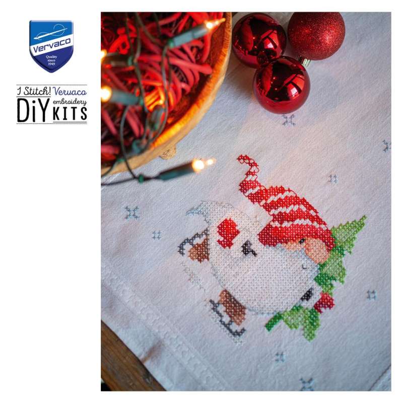 Vervaco-Kreuzstich-Stickdecke-Weihnachtsgnom-PN-0198679