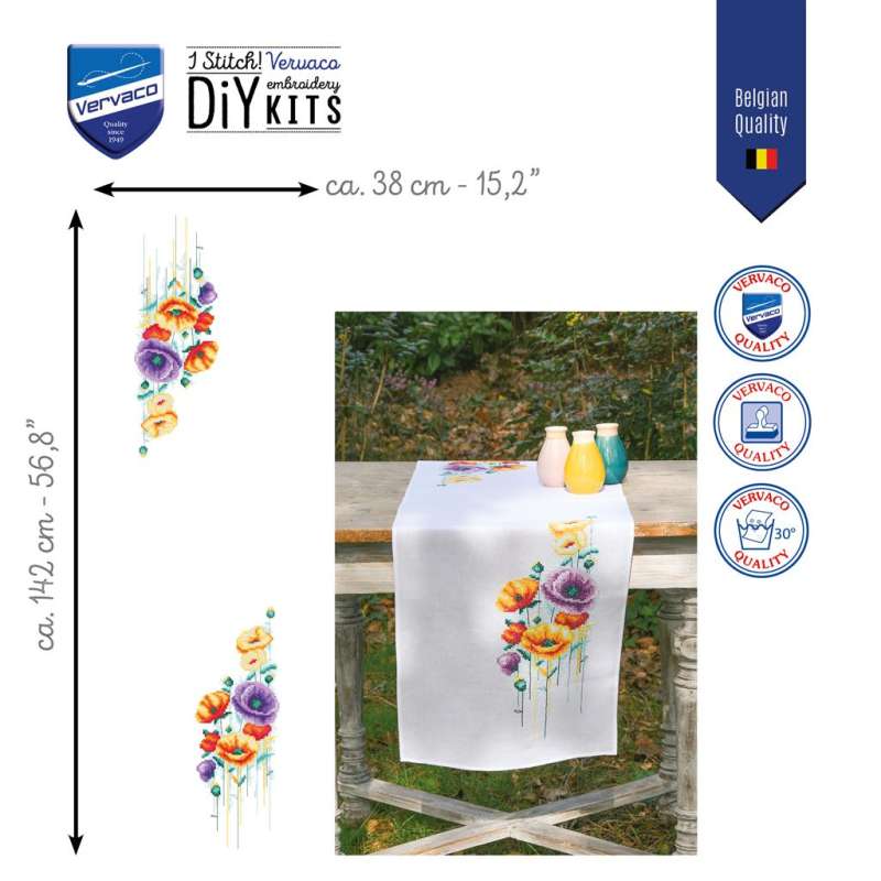 Vervaco-Kreuzstich-Stickdecke-Mohnblumen-PN-0207581