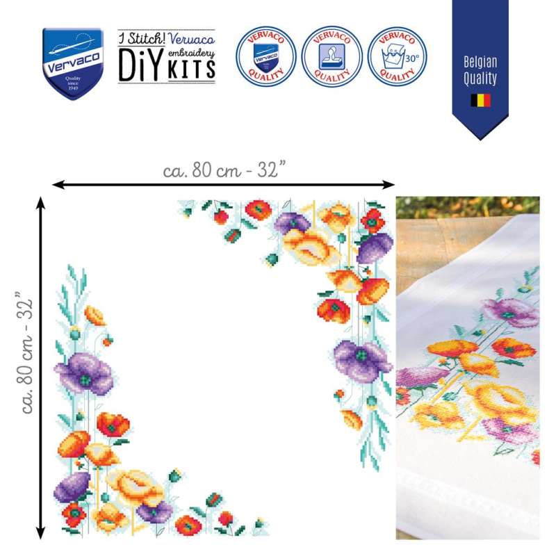 Vervaco-Kreuzstich-Stickdecke-Mohnblumen-PN-PN-0211016