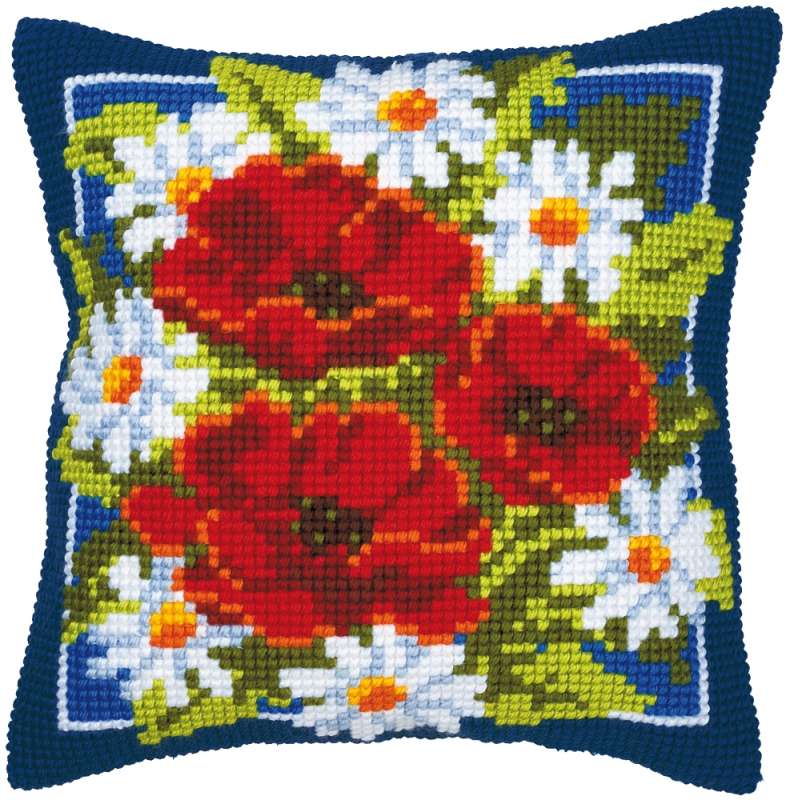 Vervaco-Kreuzstich-Kreuzstichkissen-Mohn-PN-0008615