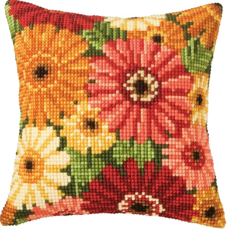 Vervaco-Kreuzstich-Kreuzstichkissen-Gerbera-PN-0008796
