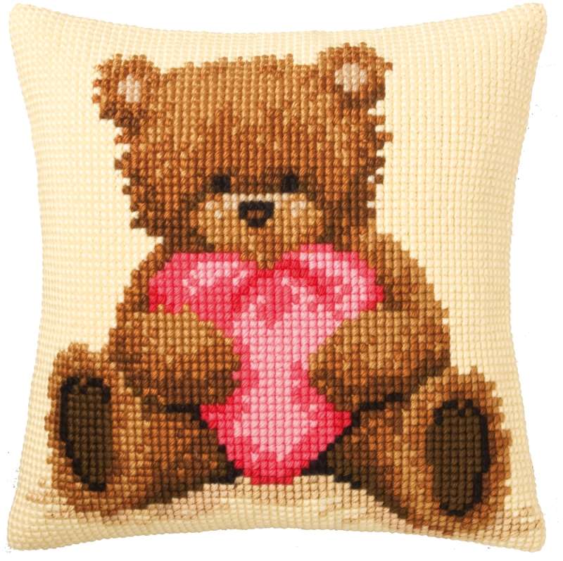 Kreuzstichkissen 40x40cm - Popcorn the Bear