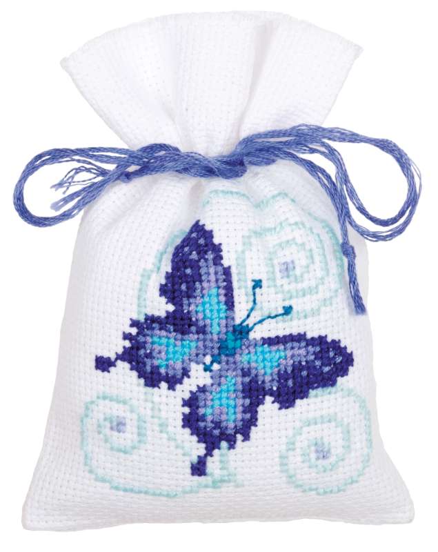 Kräutersäckchen 8x12cm - blaue Schmetterlinge 3-er Set