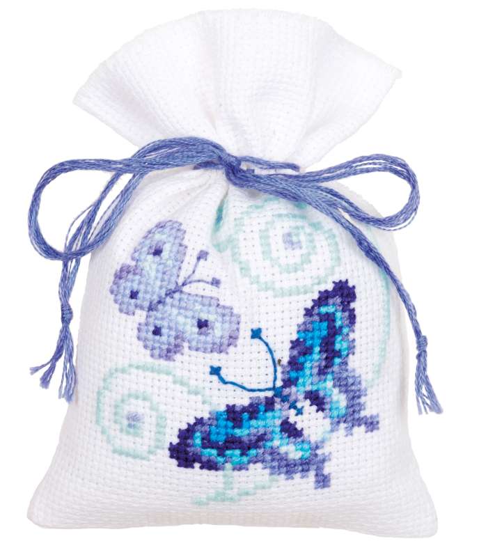 Kräutersäckchen 8x12cm - blaue Schmetterlinge 3-er Set