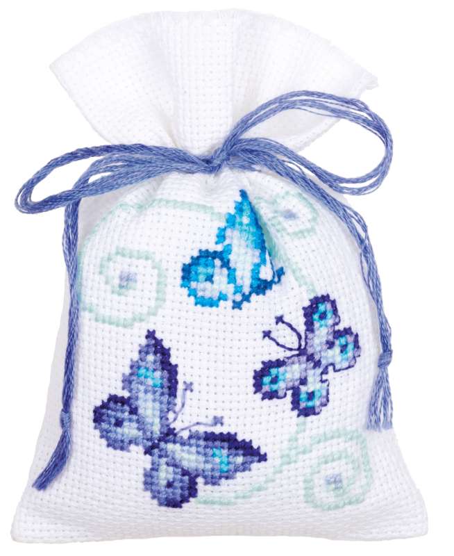 Kräutersäckchen 8x12cm - blaue Schmetterlinge 3-er Set