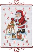 Adventskalender 32x43cm - Weihnachtsmann füttert Reh