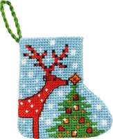 Weihnachtsdeko 7x7cm - Stiefelchen mit Rentier
