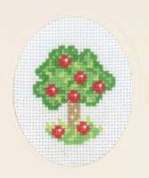 Kreuzstichkarte 8x13cm - Apfelbaum