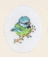 Kreuzstichkarte 9x13cm - Blaumeise