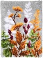 Knüpfteppich 47x69cm - Herbstblätter und Blumen