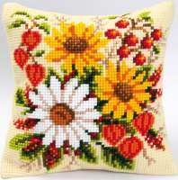 Vervaco-Kreuzstich-Kreuzstichkissen-Blumen-PN-0008757
