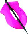 Holzspange mit Stab 8x5 cm - neonpink