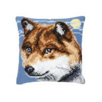 Kreuzstichkissen 40x40cm - brauner Wolf
